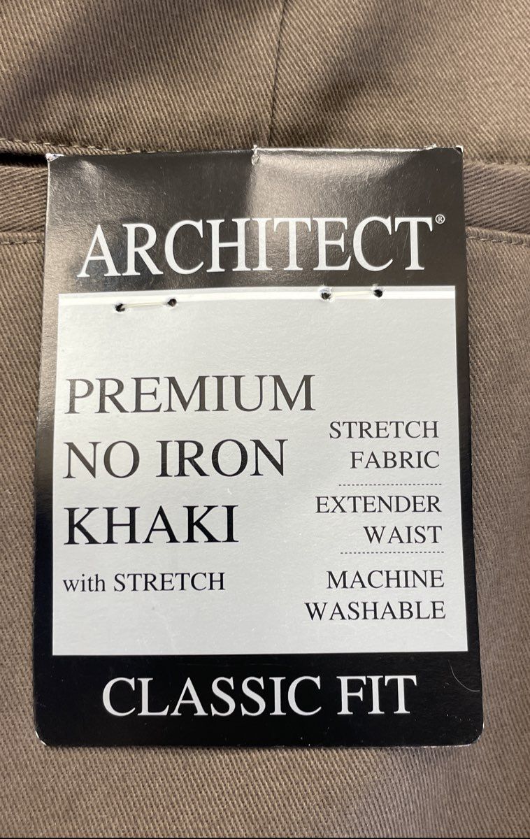 Architect Men's Classic Fit Flat Front Khaki Pants No Iron Stretch NWT 40x30