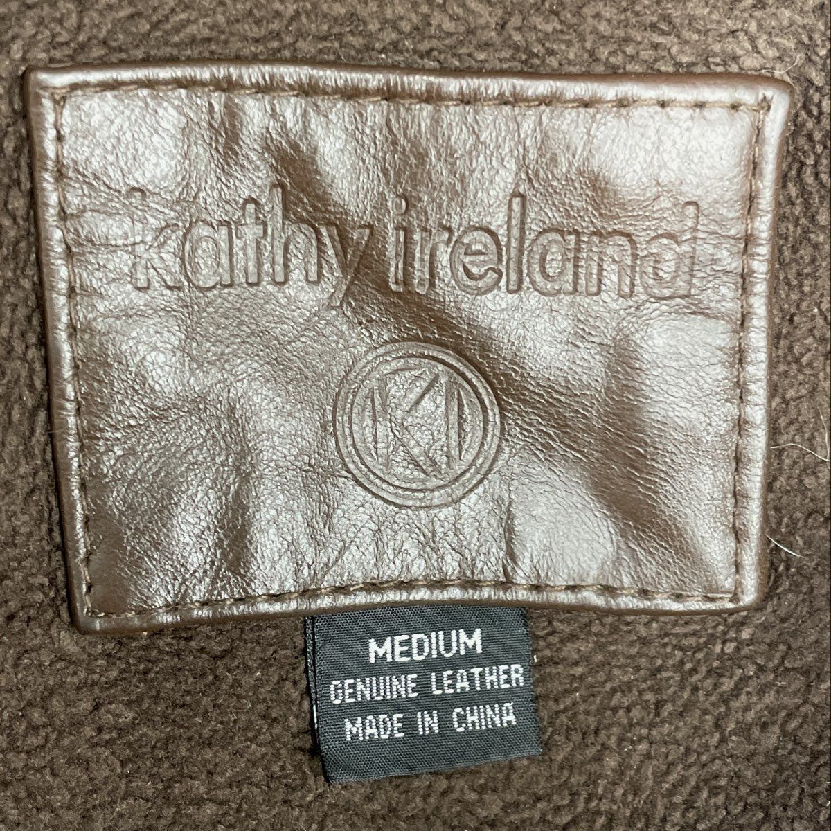 Kathy Ireland Women's Brown Genuine Leather Full Zip Insulated Jacket Sz M