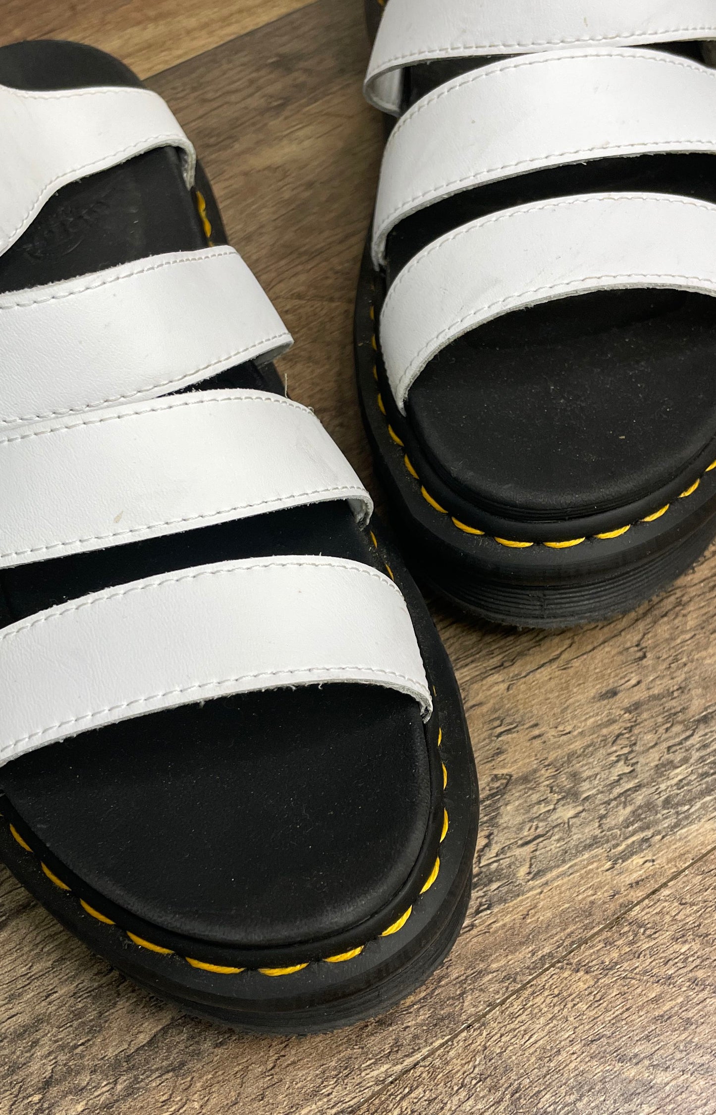 Dr. Martens Blaire White Hydro Leather Platform Gladiator Sandals Size US 10