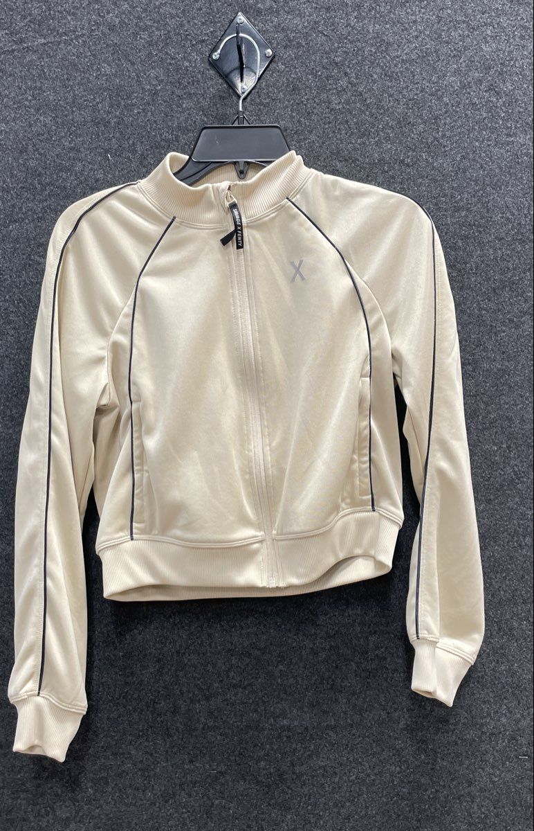Savage X Fenty Women's Cream Cropped Track Jacket Zip Up Piping Sz S