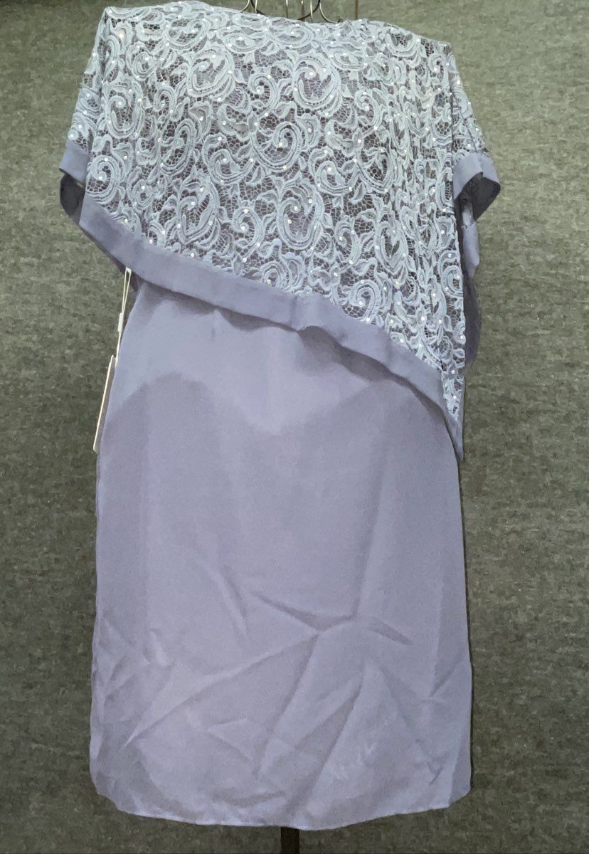 JJ's House Women's Stormy Blue Lace Sequin Overlay Sheath Dress NWT Sz 16