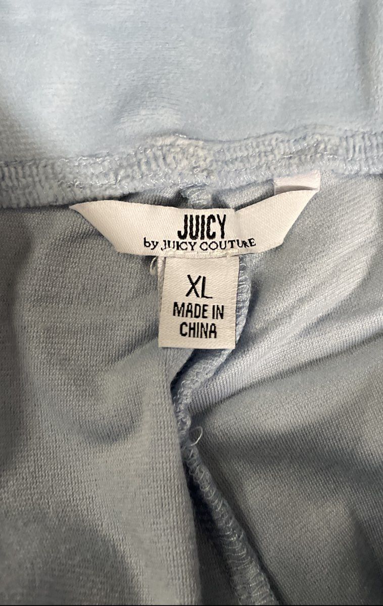 Juicy Couture Women's Velour Sweatpants Blue Sequin Side Stripe Sz XL NWT