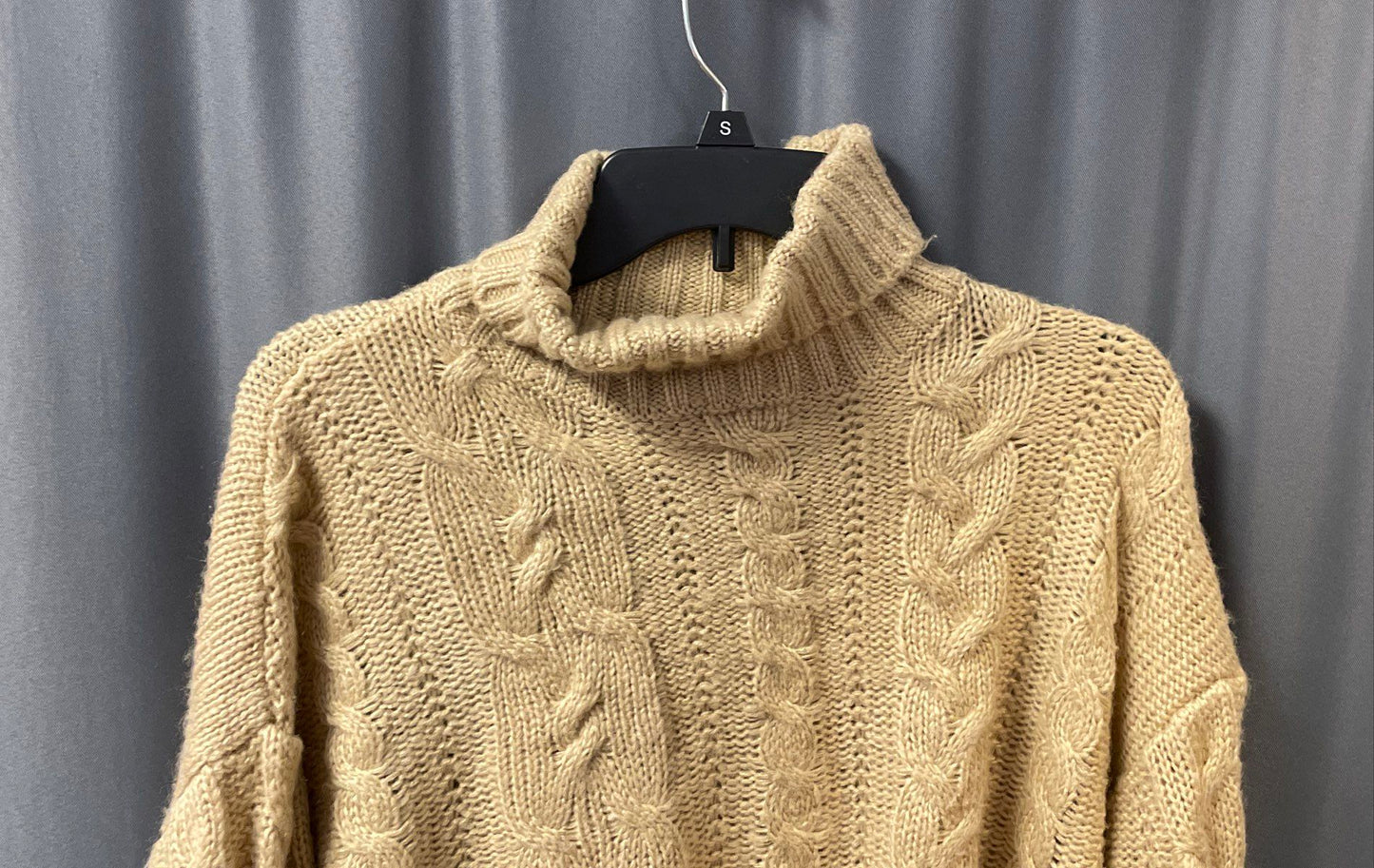 Esmara Women's Tan Chunky Cable Knit Turtleneck Sweater Sz XL 16/18