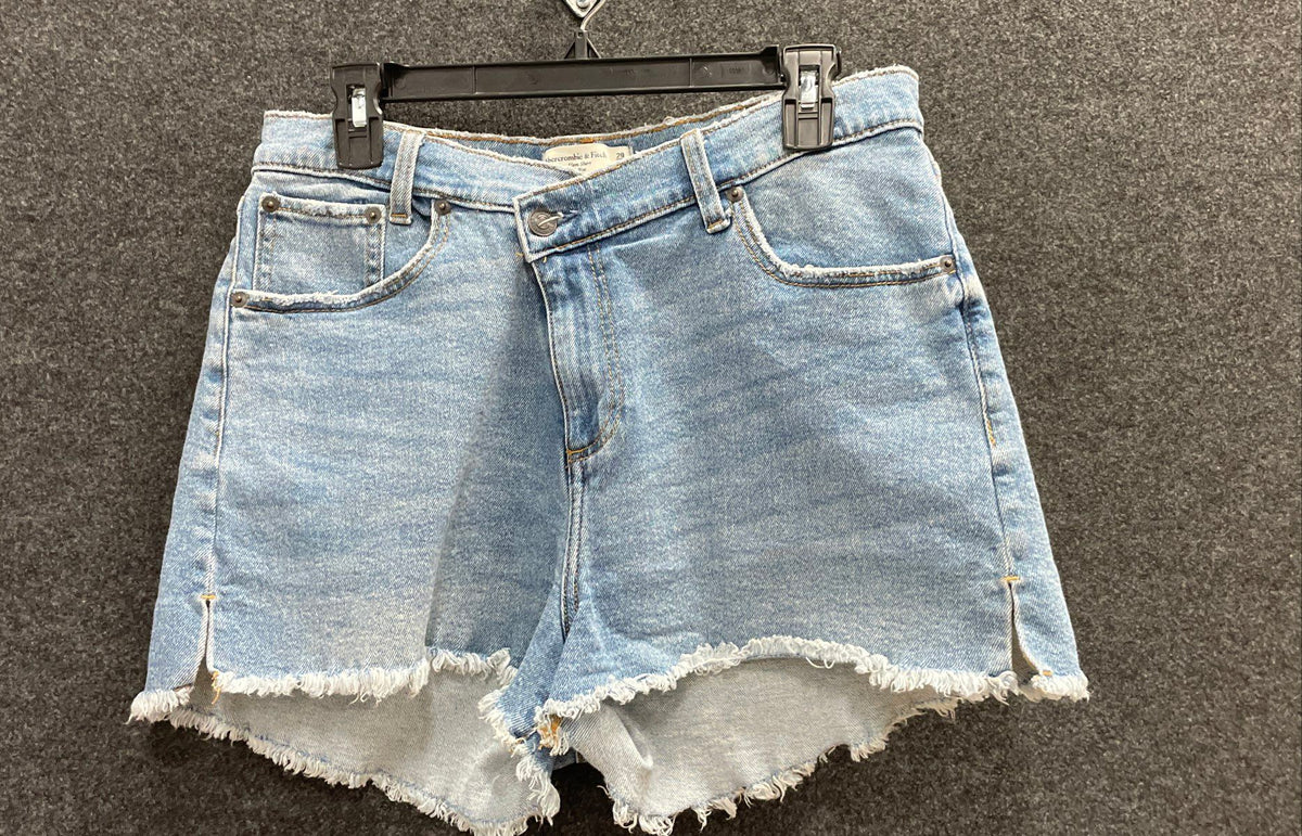 Abercrombie & Fitch Women's Curve Love High Rise Mom Denim Shorts Blue Sz 8