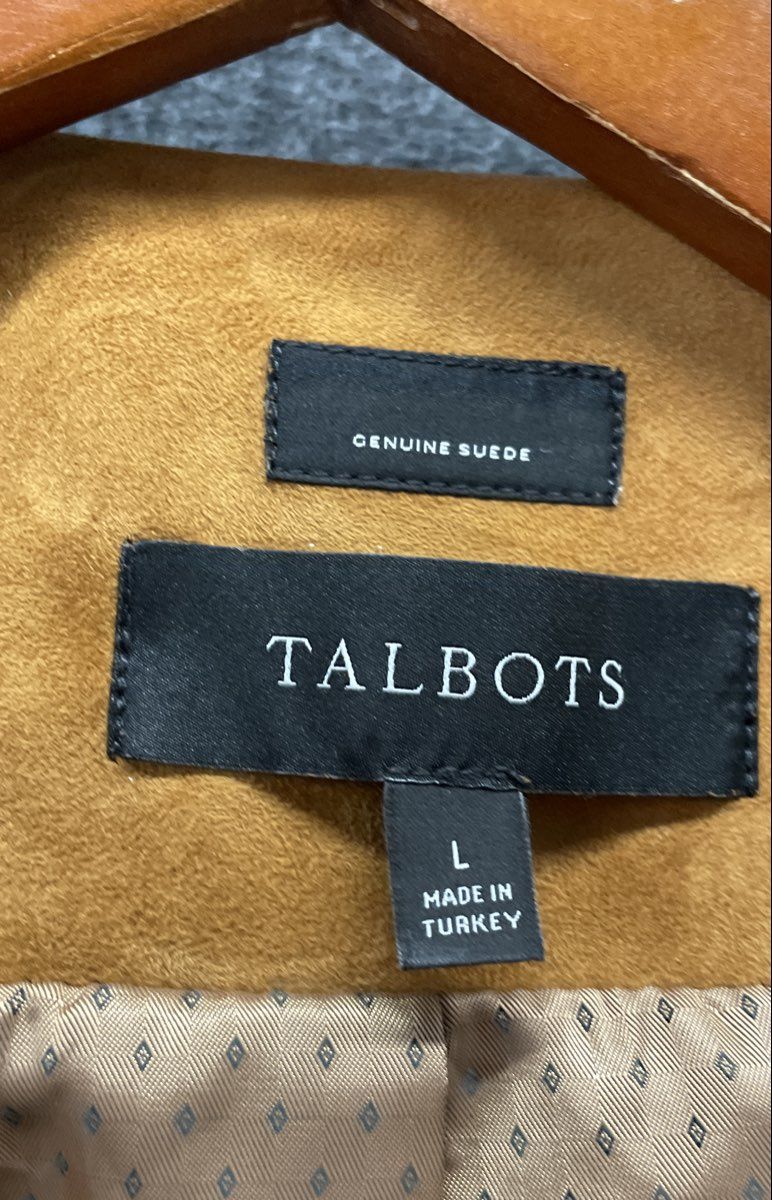 Talbots Women's Brown Genuine Suede Collarless Button Front Jacket Sz L