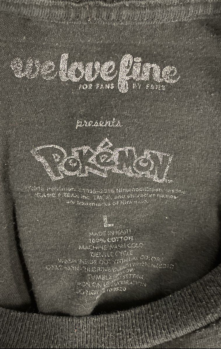 We Love Fine Men's Black Pokemon Eevee Eeveelutions Graphic T-Shirt Size L