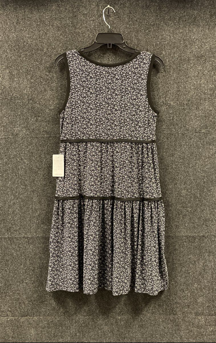 Max Studio Women's Black Floral Tiered Sleeveless Scoop Neck Dress Sz M NWT