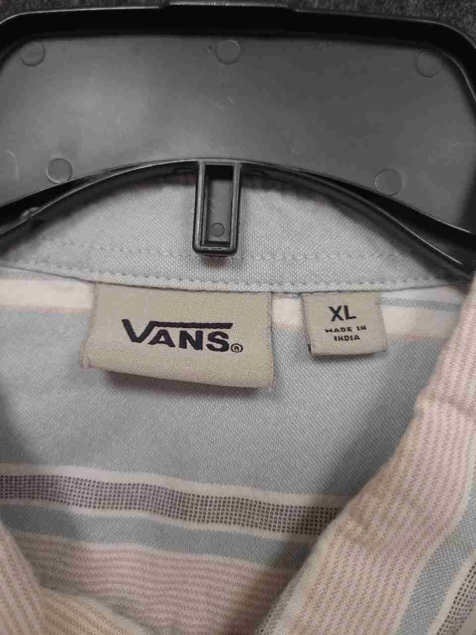 Vans Men's Blue Multicolor Striped Short Sleeve Button-Down Shirt Size XL