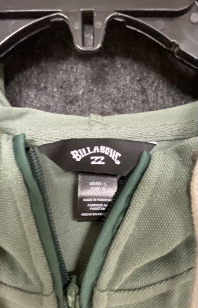 Billabong Men's Green Two-Tone Textured Knit Full Zip Hoodie Jacket Size Large