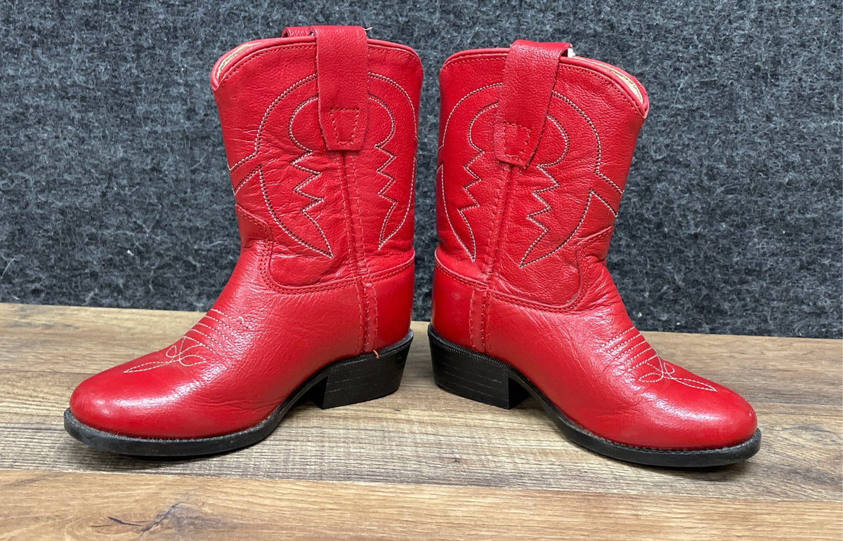 Wild West Kids Red Stitched Western Cowboy Boots