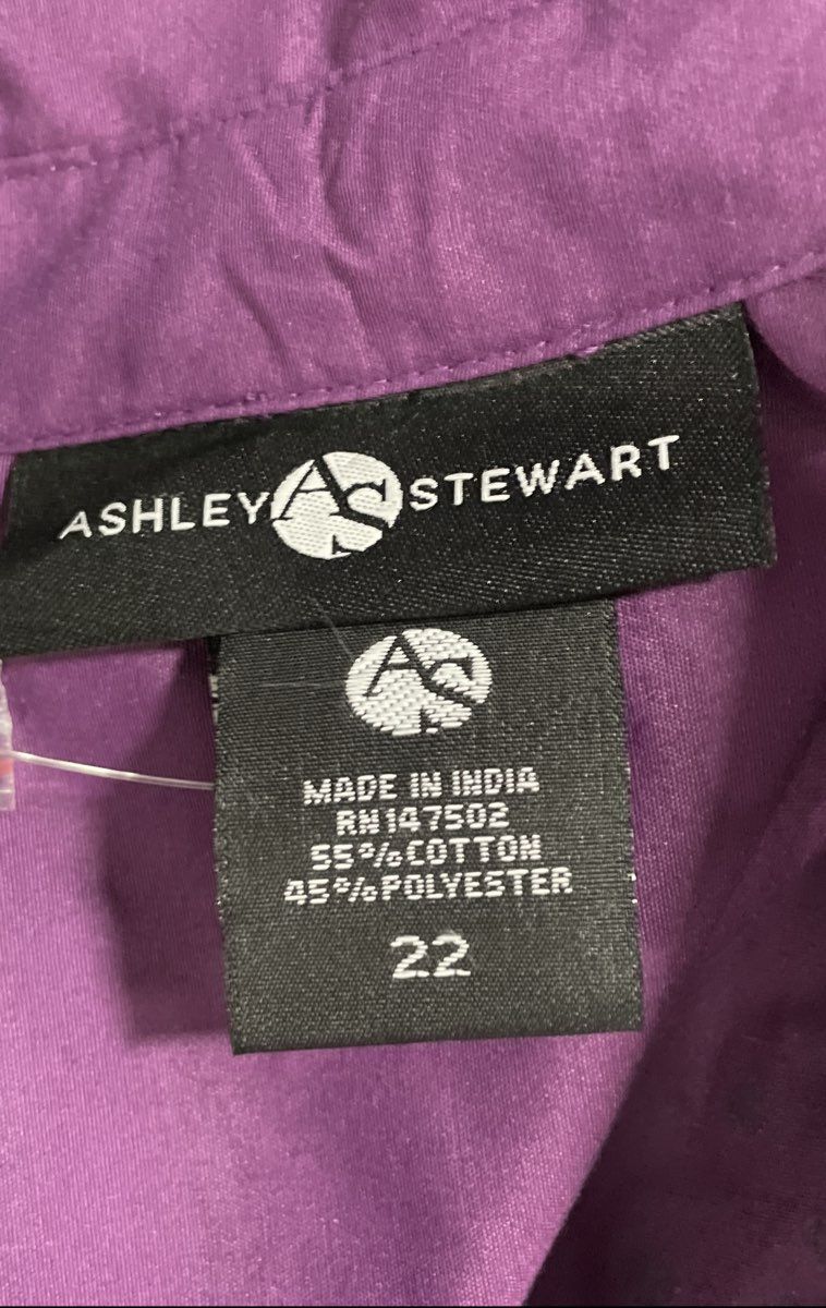 Ashley Stewart Women's Purple Rhinestone Embellished Button-Up Shirt NWT Sz 22