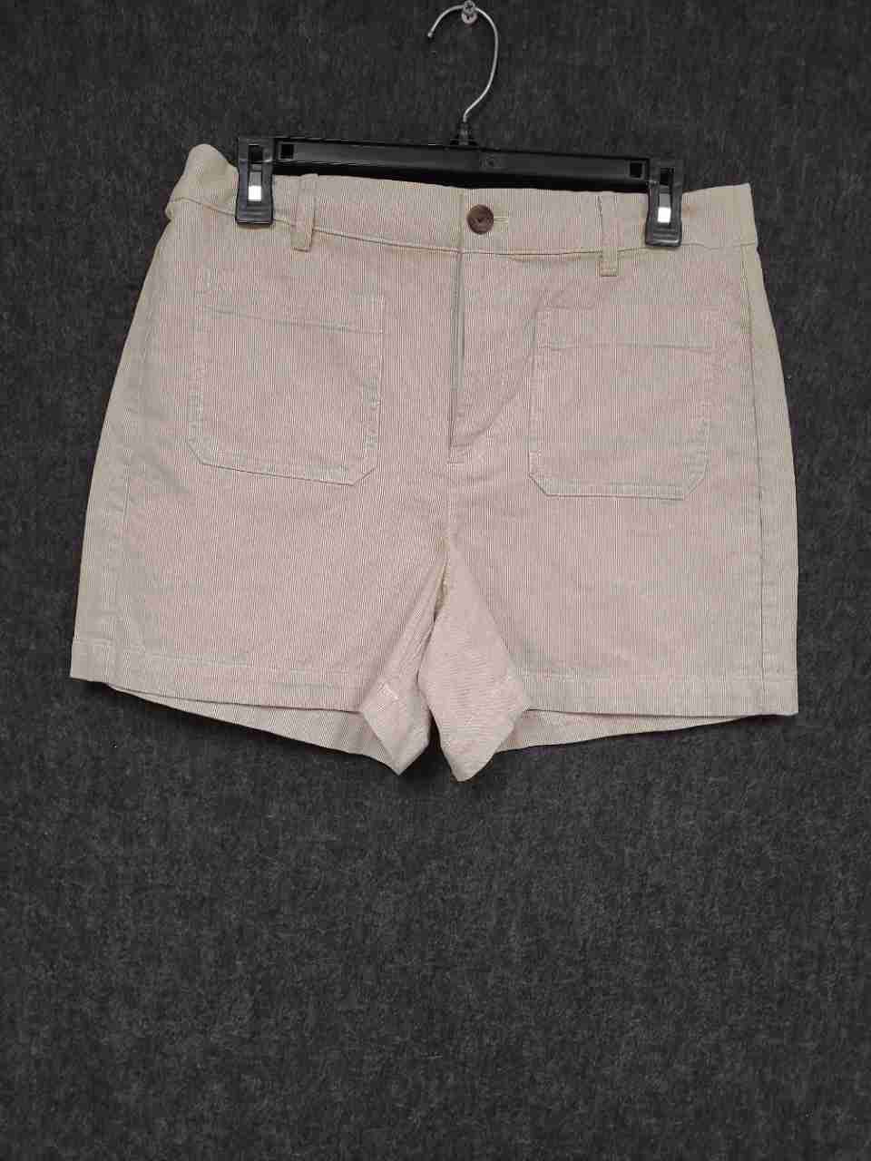 J. Crew Women's Tan White Pinstripe Utility Pocket Shorts NWT Sz 28