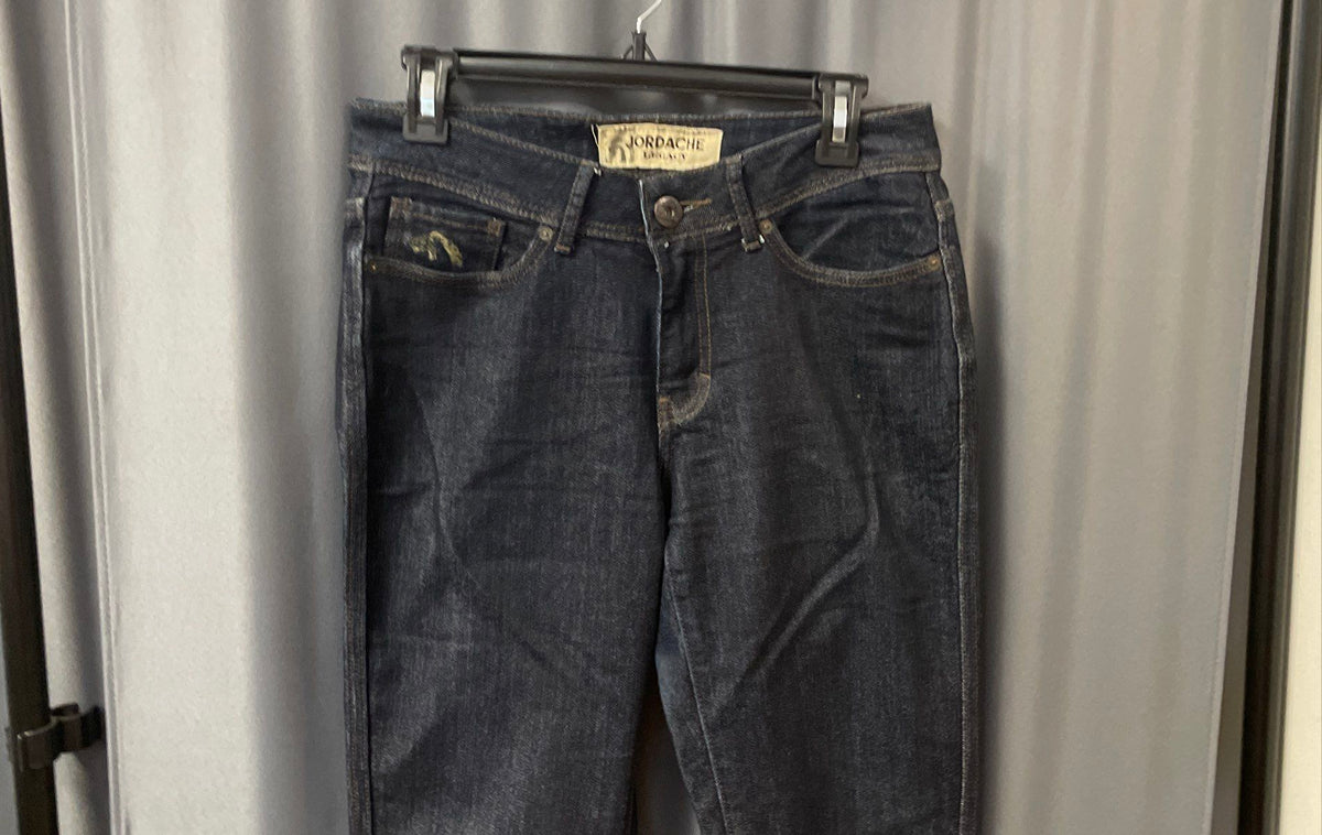 Jordache Legacy Women's Alexis Dark Blue Bootcut Jeans Decorative Pockets Sz 6