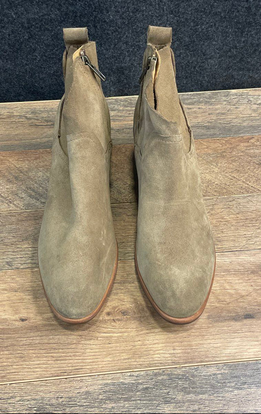 UGG Ellory Taupe Suede Ankle Boots Women's Block Heel Size 10