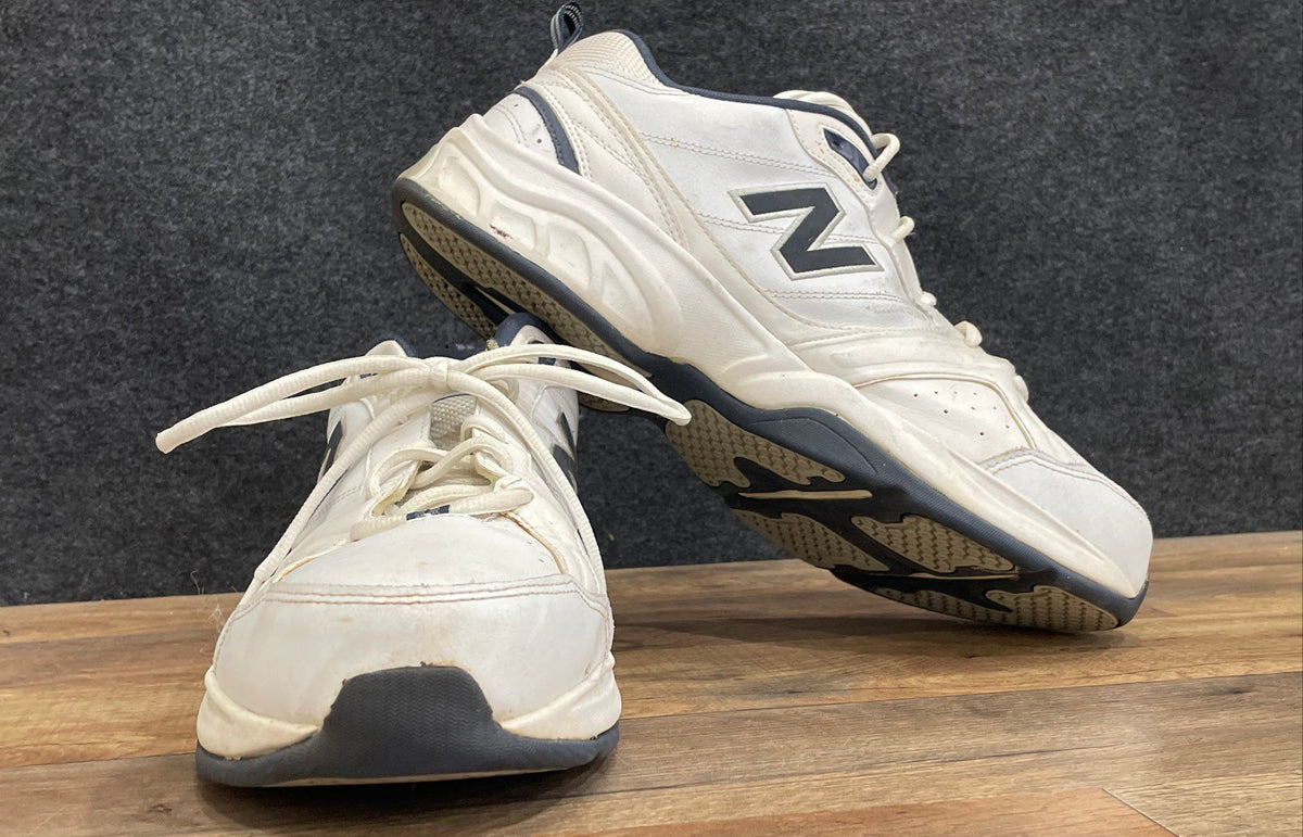 New Balance 623v2 White Navy Blue Leather Cross Training Shoes Men's Size 12