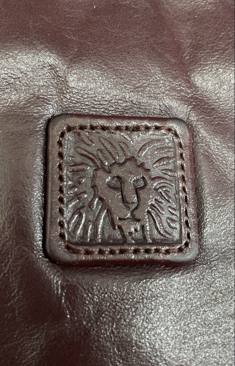 Vintage Anne Klein Maroon Leather Shoulder Crossbody Bag Lion Logo