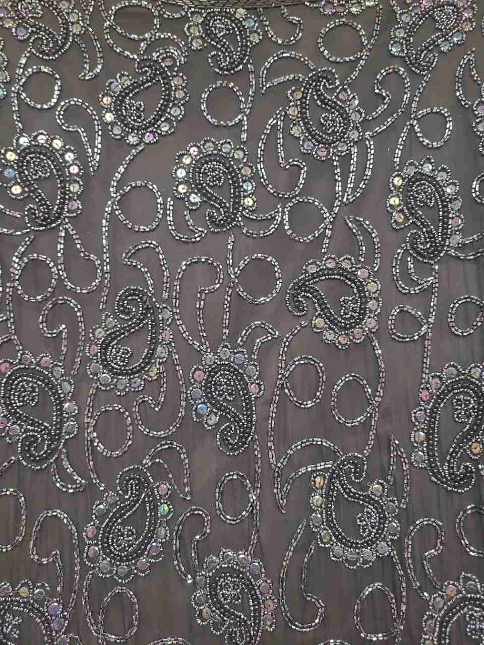 Vintage 90s Stenay Women's Black Paisley Heavy Beaded Sequin Evening Jacket Sz M
