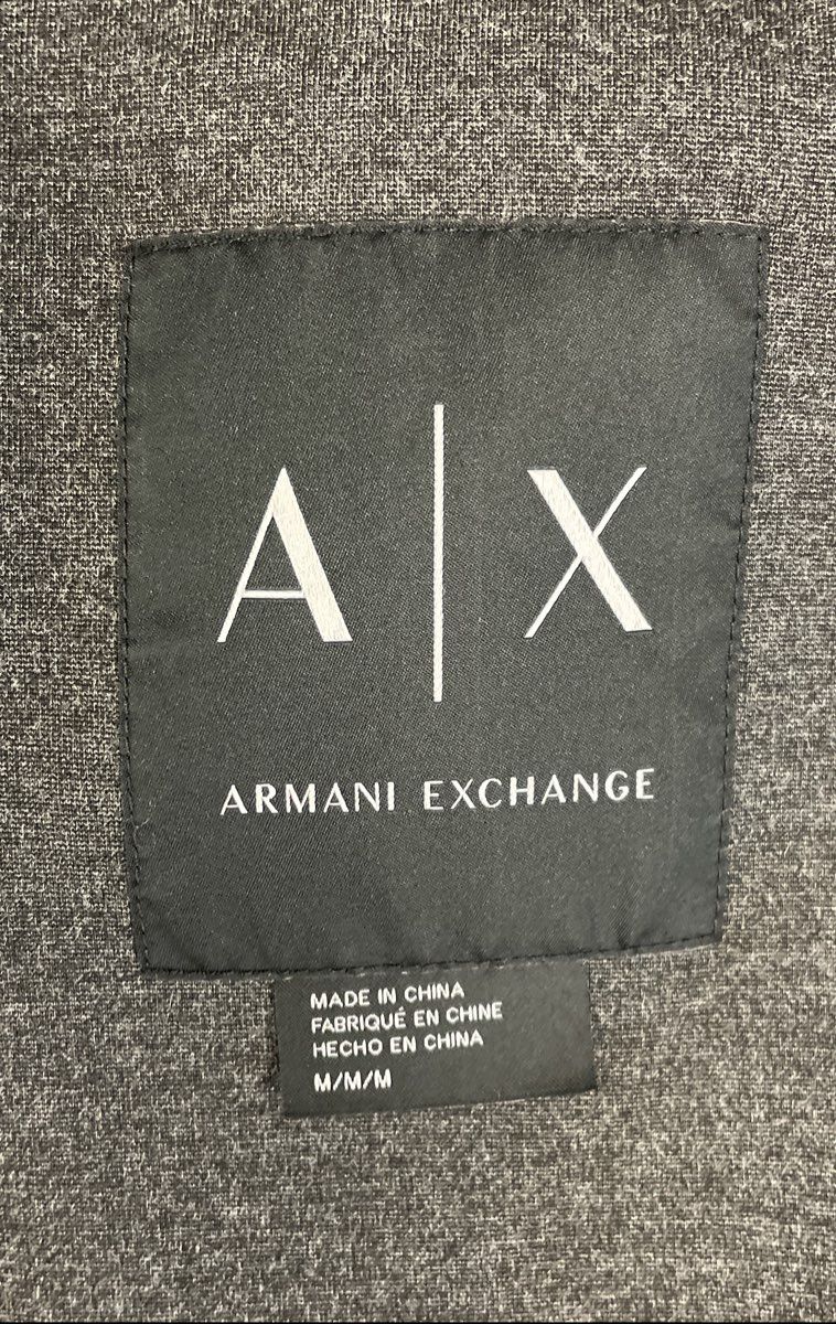 Armani Exchange Women's Gray Collarless Single Button Cropped Blazer Jacket Sz M