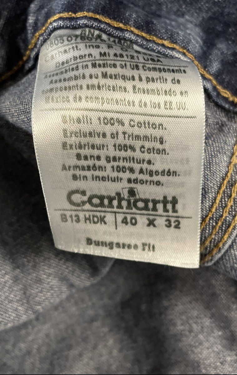 Vintage Carhartt Men's Blue B13 HDK Loose Dungaree Work Carpenter Jeans Sz 40x32