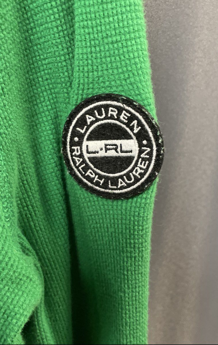 Lauren Active Ralph Lauren Women's Green Waffle Knit 1/4 Zip Top Size L
