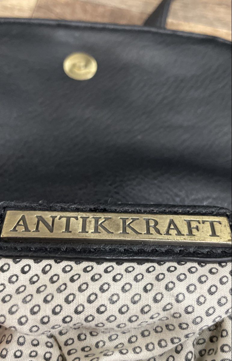 Antik Kraft Black Leather Tassel Foldover Crossbody Bag Mini Gold Hardware