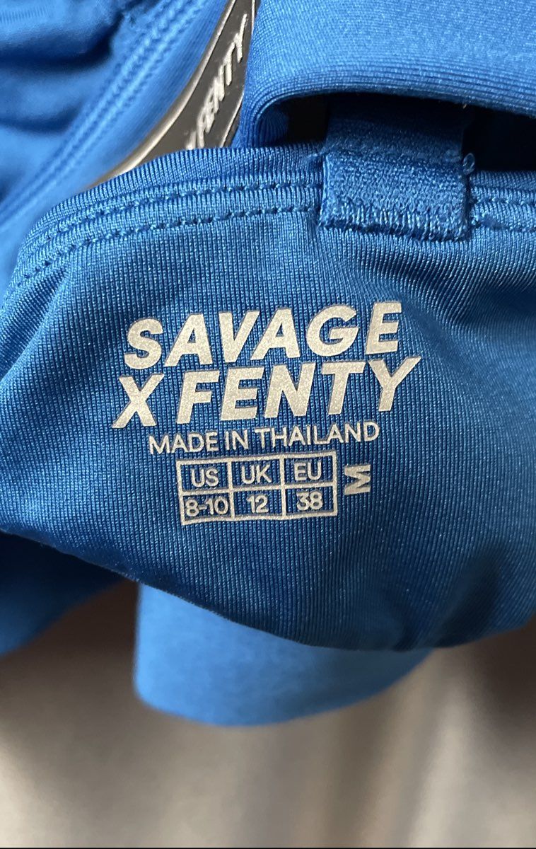 Savage x Fenty Women's Blue Strappy Bra & High Waist Legging Set Sz M 8-10