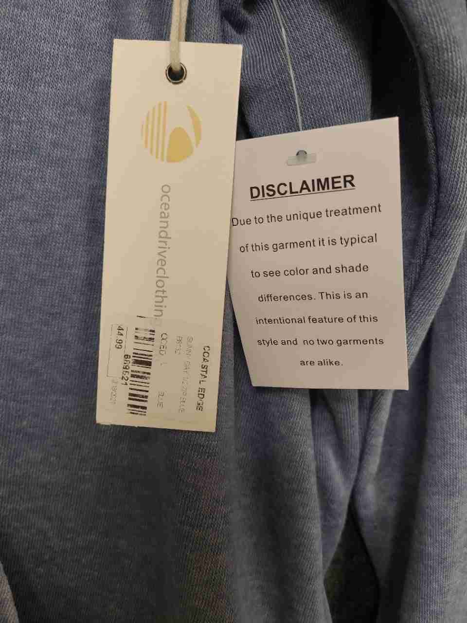 Ocean Drive Women's Blue Coastal Edge Surf Shop 1/4 Zip Sweatshirt NWT Size L