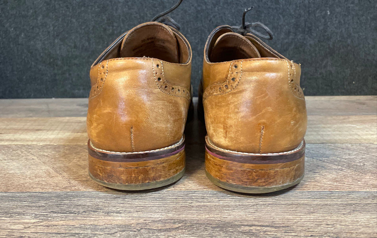 Johnston & Murphy Tan Leather Brogue Cap Toe Oxford Shoes Size 11M