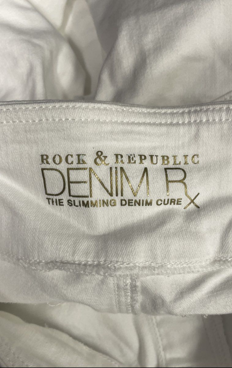 Rock & Republic Women's White Denim Rx Fever Midrise Legging Pull On Jeans