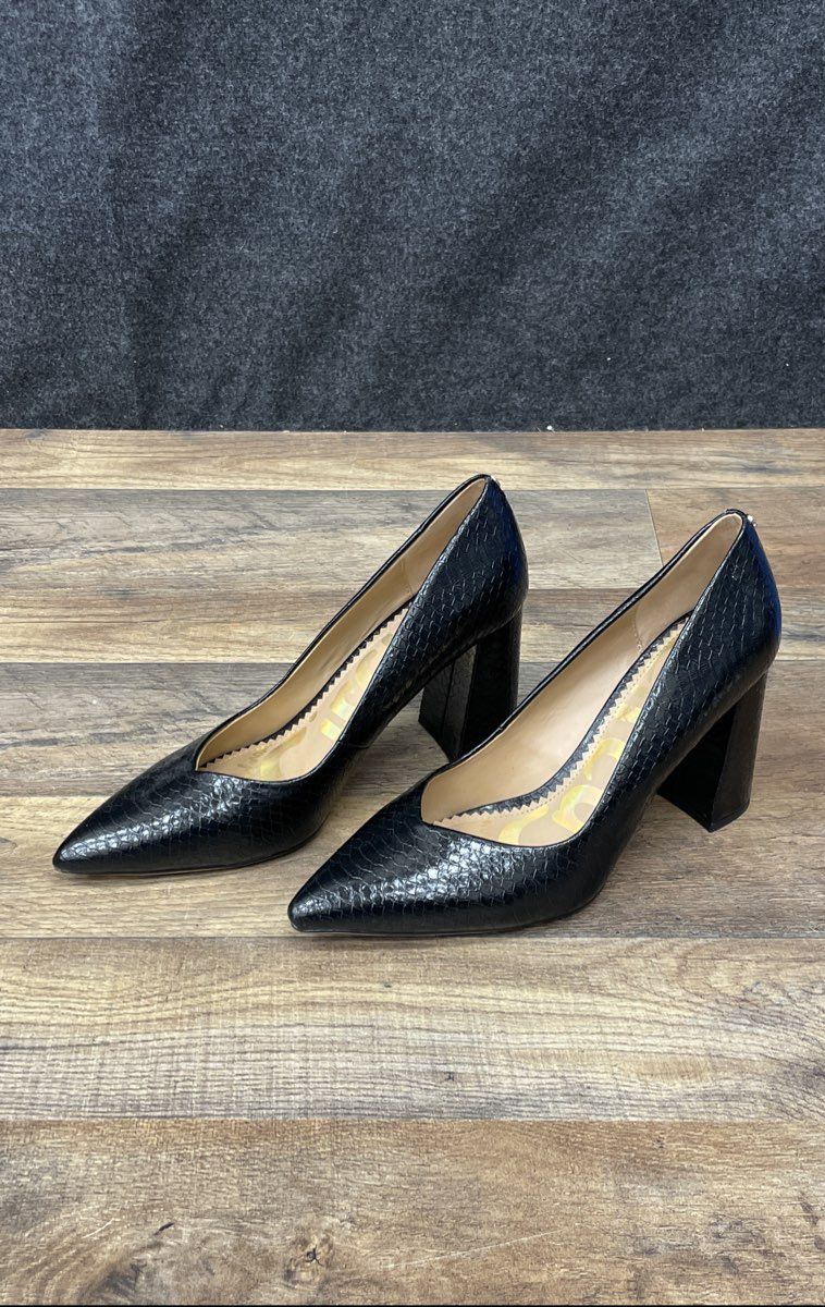 Circus By Sam Edelman Marlee Black Faux Snake Pointed Toe Pumps Size 9