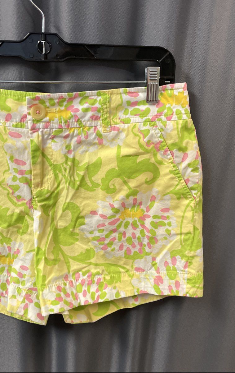 Lilly Pulitzer Women's Yellow Green Floral Jubilee Shorts Size 10
