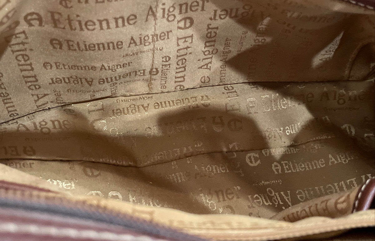 Etienne Aigner Multi-Color Woven Fabric Brown Leather Trim Shoulder Bag