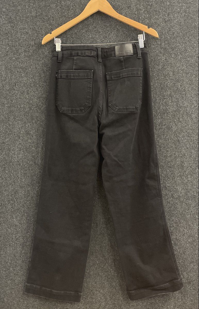 Judy Blue Women's Black High Rise Wide Leg Patch Pocket Jeans Sz 7/28