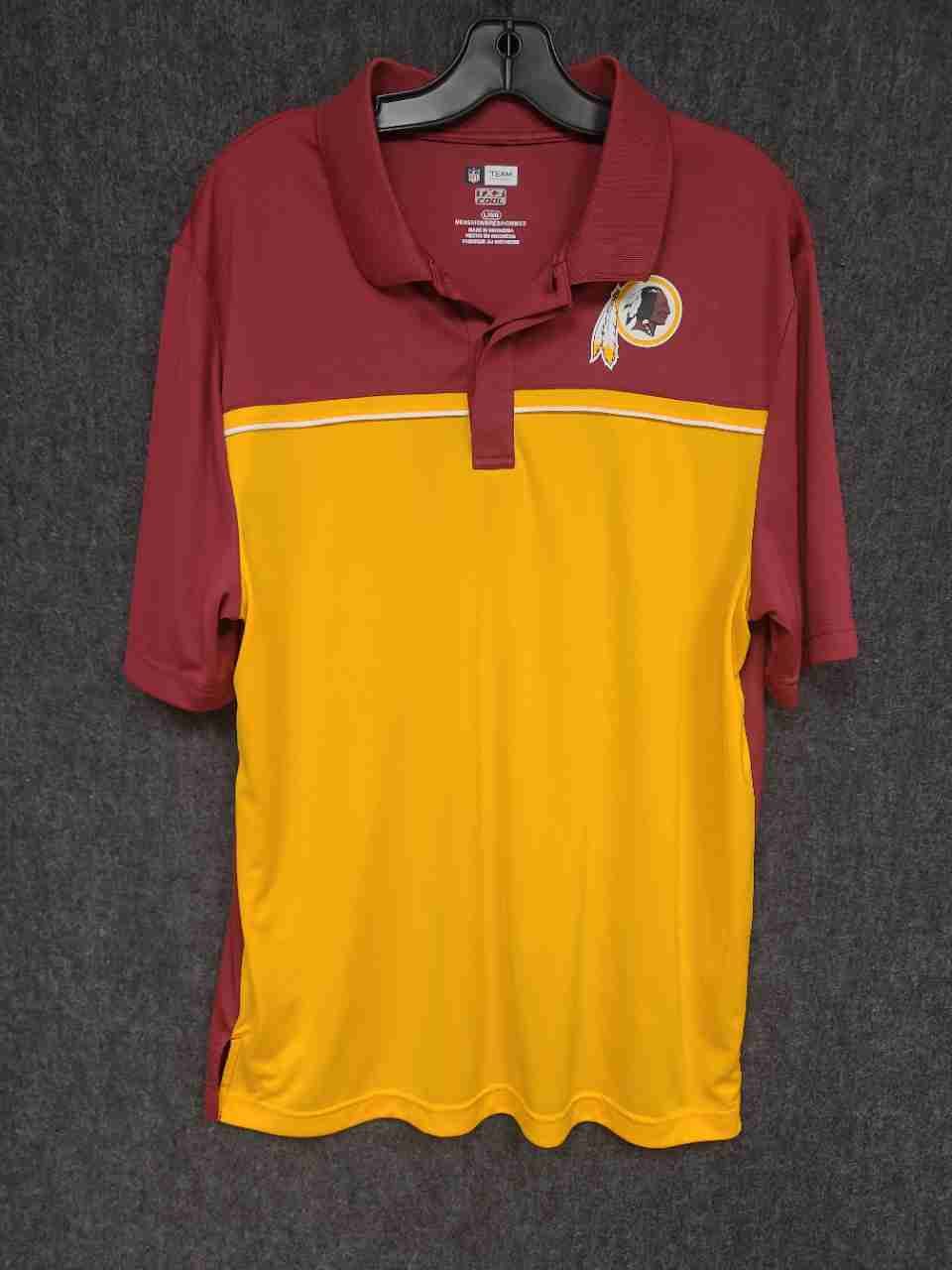 NFL Team Apparel Men's Washington Redskins Polo Shirt Burgundy Gold TX3 Cool L