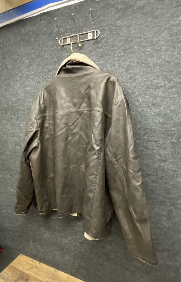 Lee Men's Brown Faux Leather Sherpa Lined Zip Front Jacket Sz 4X