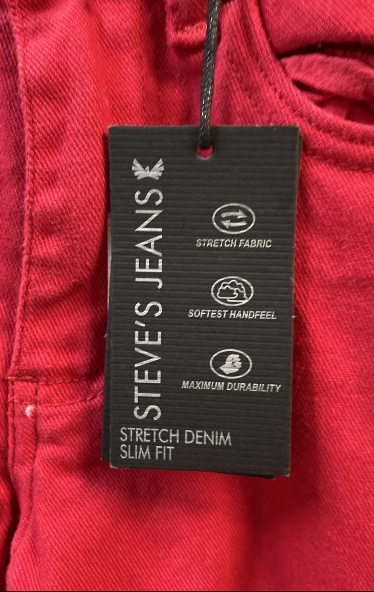 Steve's Jeans Boys' Red Slim Fit Stretch Denim Cargo Pants Size 6 NWT