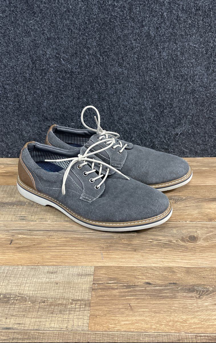 Nunn Bush Kore Grey Canvas Brown Leather Casual Oxford Sneakers Size 8