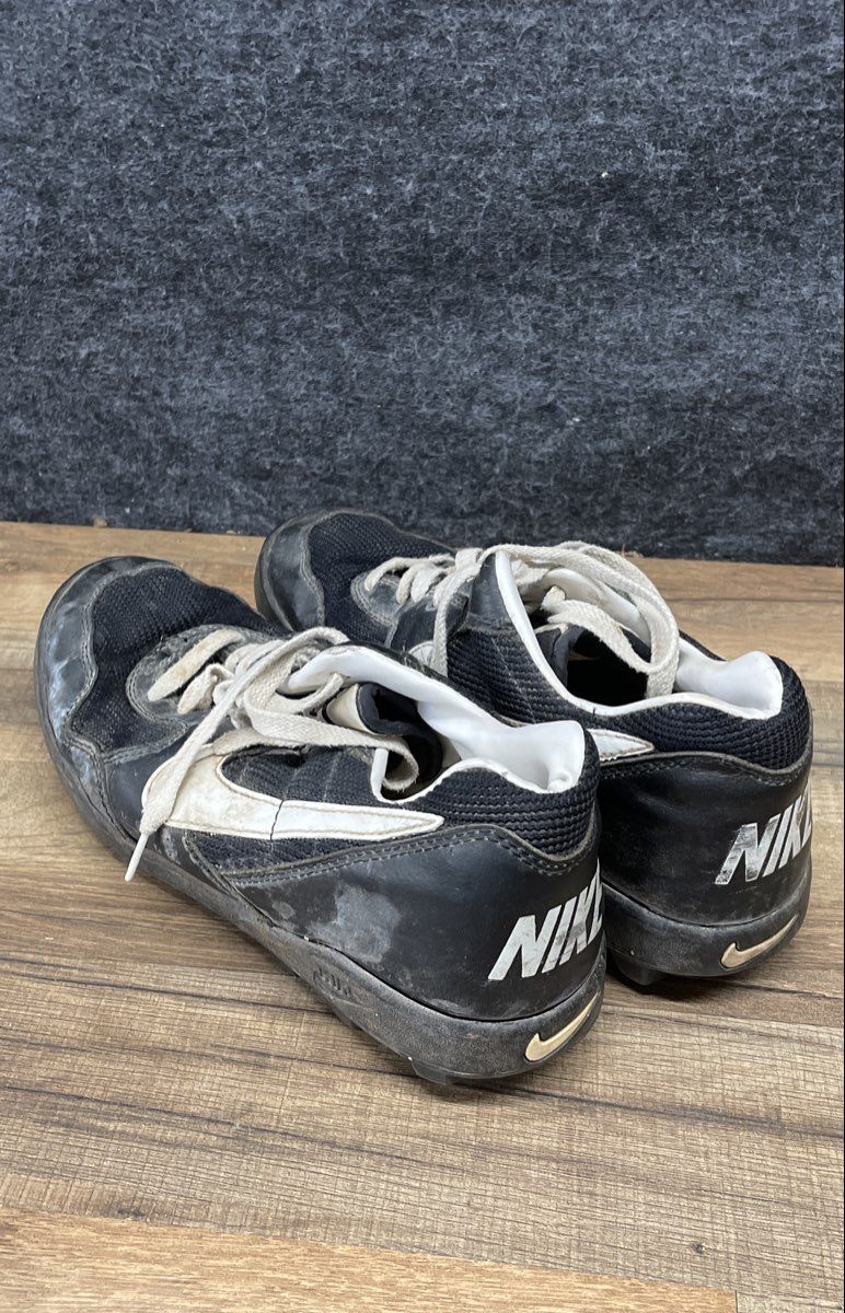 Vintage 90s Nike Land Shark II Black White Football Cleats Men's Size 9.5