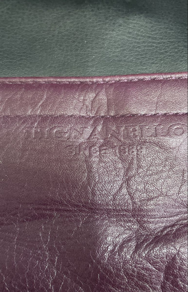 Tignanello Purple Black Leather Tote Bag Shoulder Purse Satchel Large