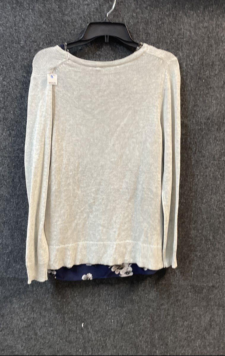Apt. 9 Women's Gray Navy Floral Knit 2-in-1 Layered Sweater Dress NWT Sz M