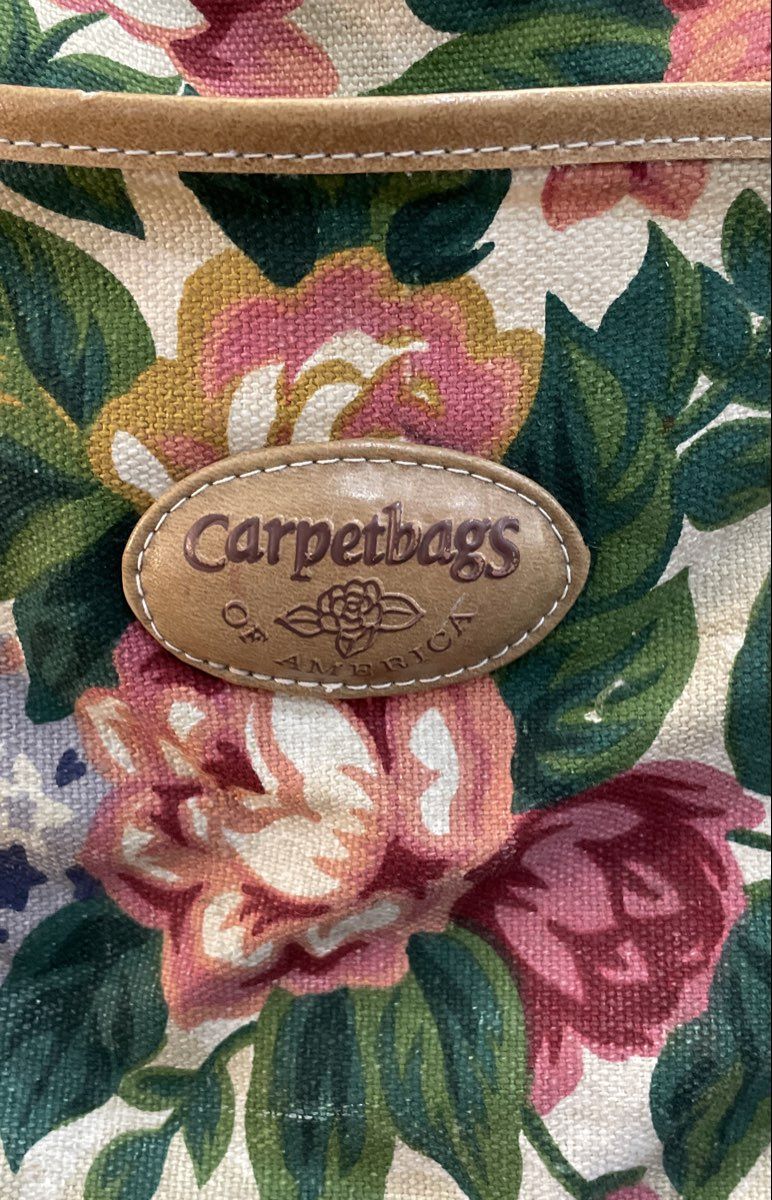 Vintage Carpetbags of America Floral Canvas Overnight Weekender Bag Large