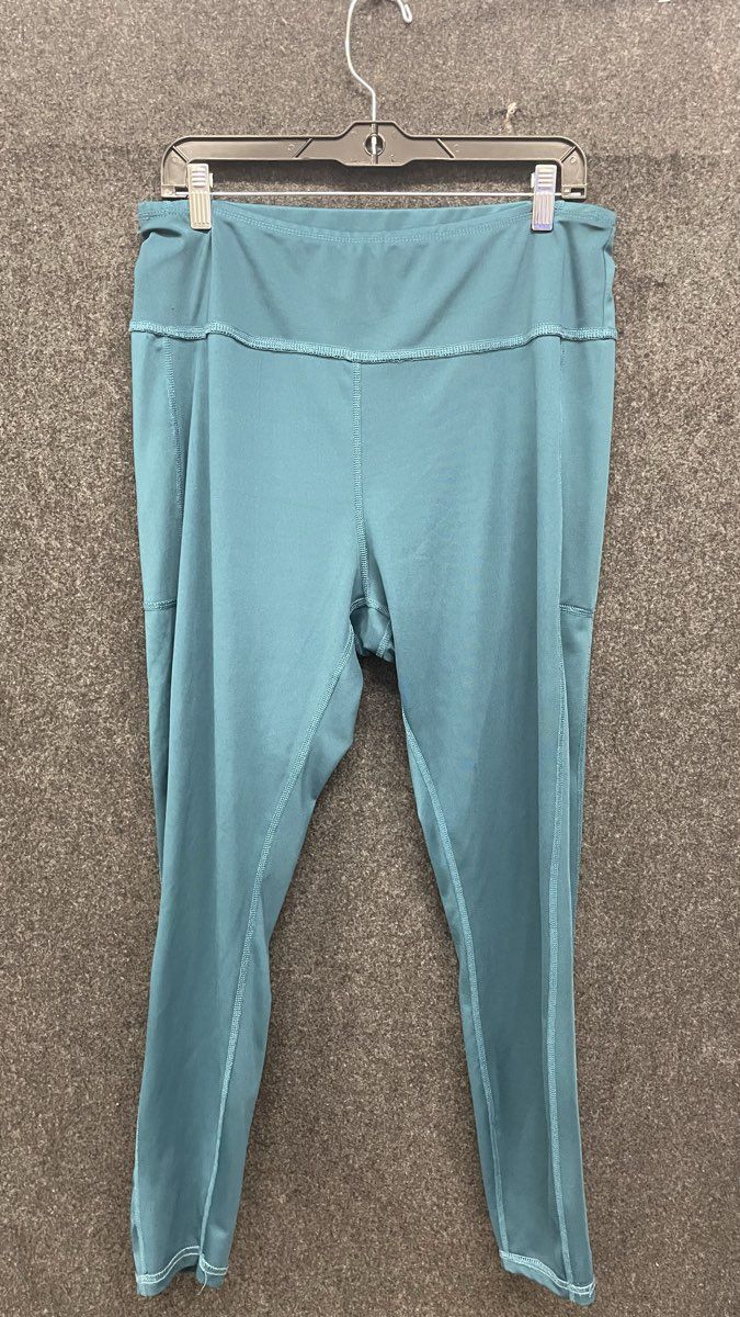 bebe Sport Women's Teal Striped Activewear Leggings Plus Size 2X