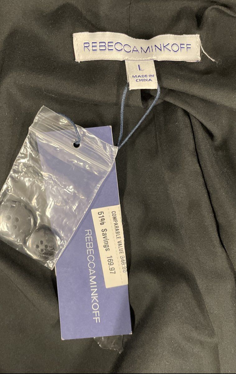 Rebecca Minkhoff Women's Black White Herringbone Wool Blend Blazer NWT Sz L