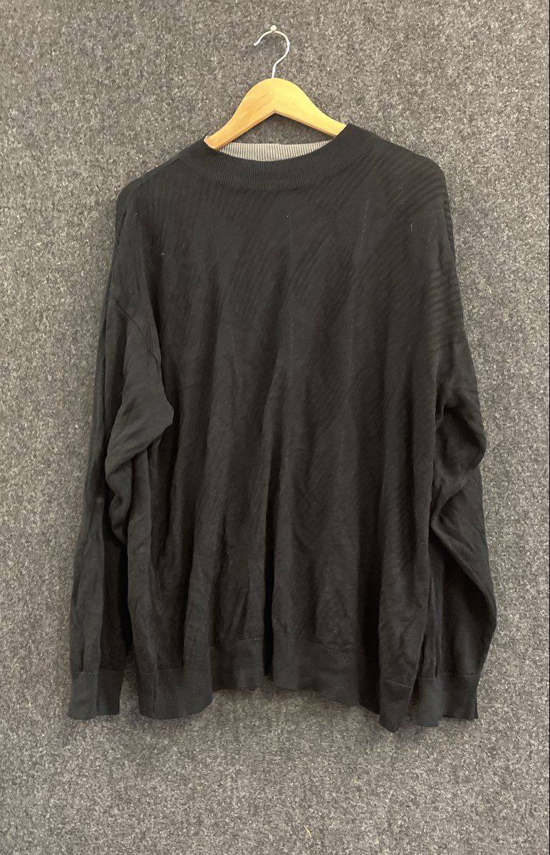 Vintage 90s Trust Men's Black Textured Knit Mock Neck Pullover Sweater Sz 2XL