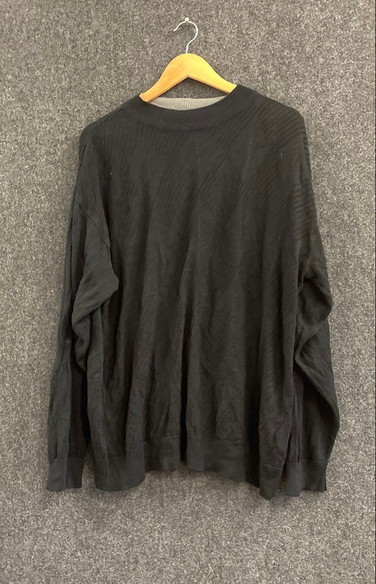 Vintage 90s Trust Men's Black Textured Knit Mock Neck Pullover Sweater Sz 2XL