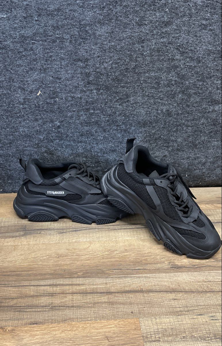 Steve Madden Possession Triple Black Chunky Fashion Sneakers Women's Size 9