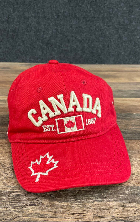 CapZ 67 Unisex Canada Baseball Cap Red Embroidered Maple Leaf Souvenir Sz OS