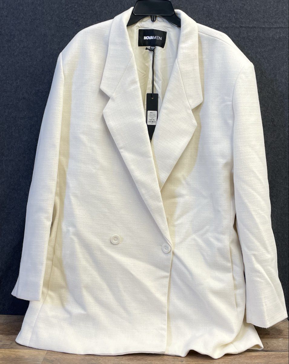 NovaMen Men's Wilder Textured Double Breasted Jacket Cream NWT Size XXL