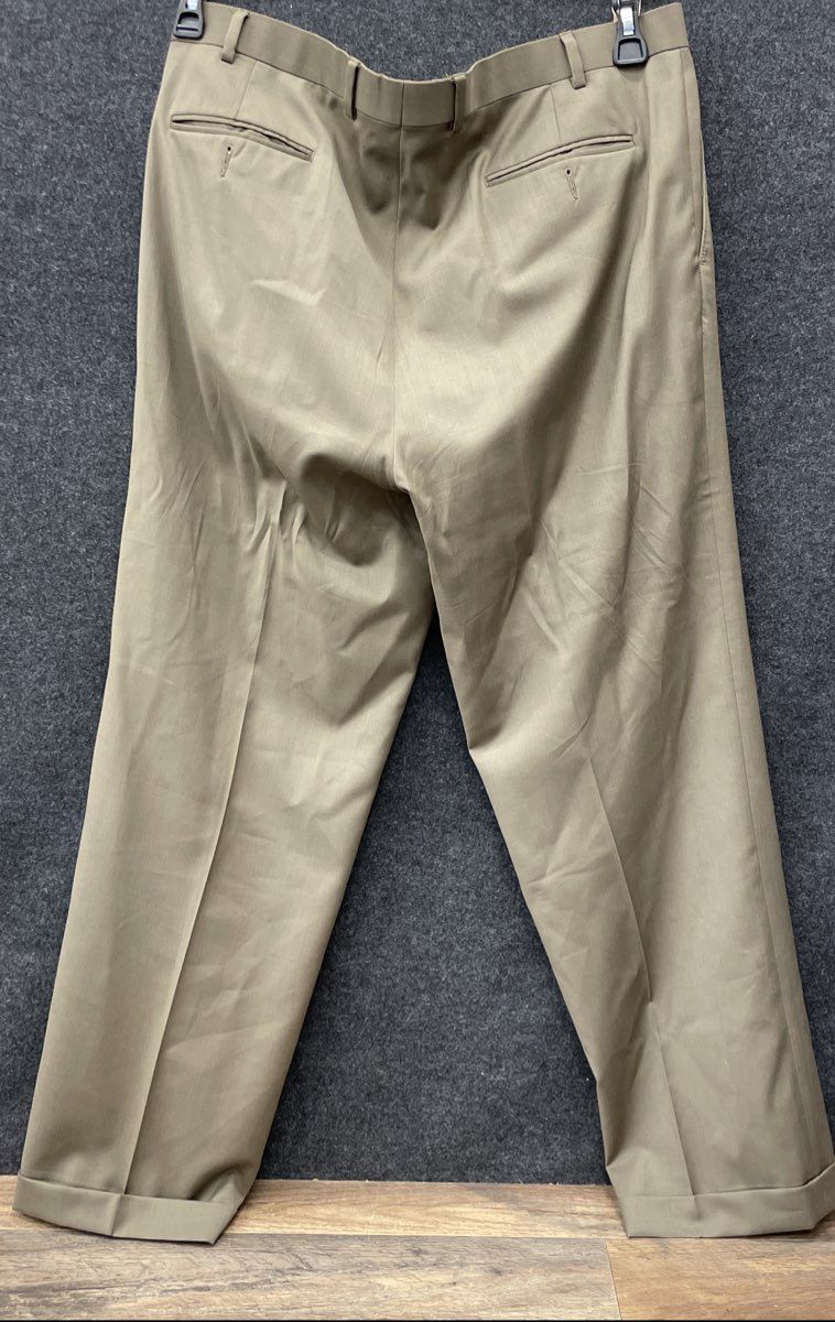 Lauren Ralph Lauren Men's Khaki Brown 100% Wool Pleated Cuffed Dress Pants 38x34
