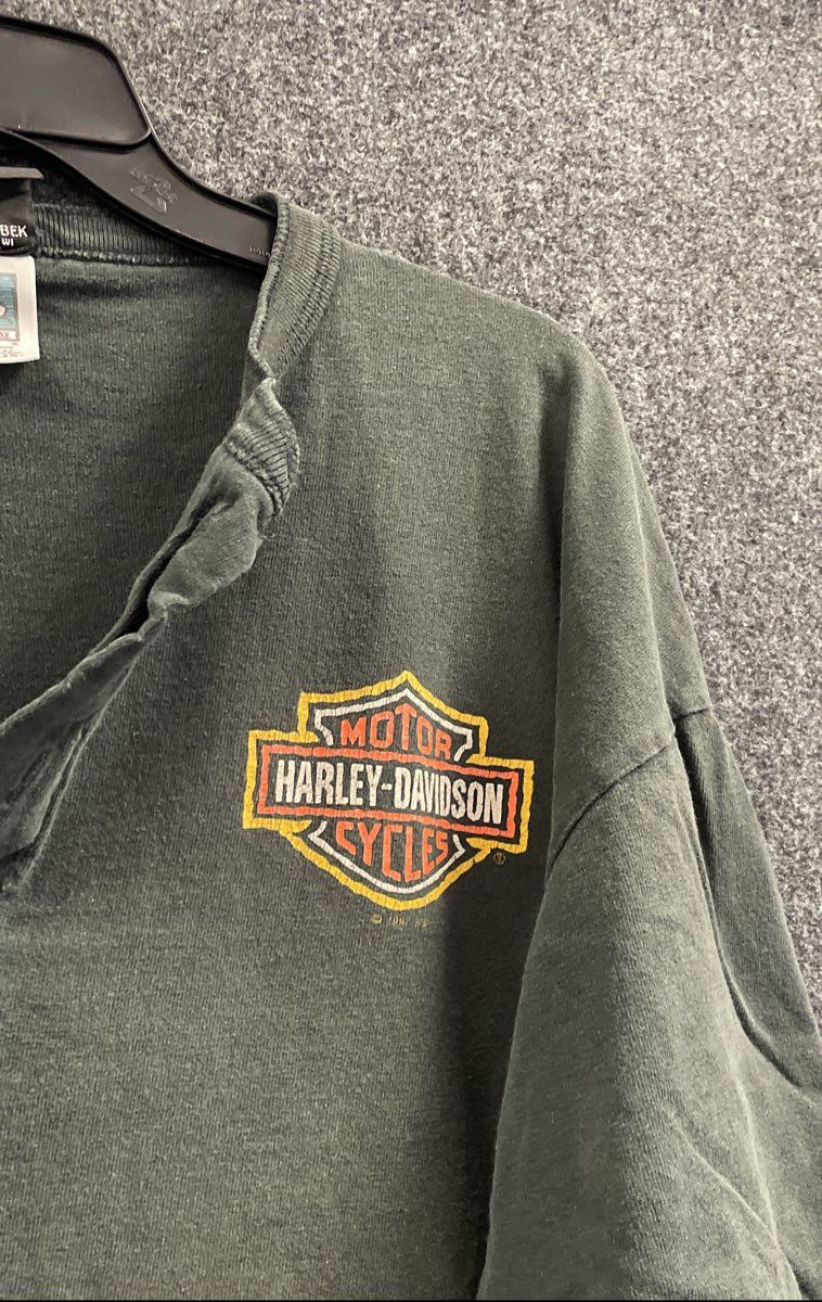 Vintage 1997 Harley-Davidson Las Vegas Nevada Single Stitch Henley Sz 2XL